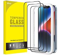 JETech Protector de Pantalla Cobertura Completo para iPhone 16e 2025, iPhone 14 6,1 Pulgadas, Borde Negro Cristal Vidrio Templado, con Marco de Instalación Fácil, 3 Unidades