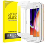 JETech Protector de Pantalla Cobertura Completo para iPhone SE 3 (2022)/SE 2 (2020)/8/7 4,7 Pulgadas, Cristal Vidrio Templado con Marco de Instalación Fácil, HD Transparente, 3 Unidades (Blanco)