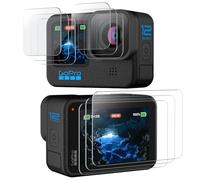 JETech Protector de Pantalla para GoPro Hero 12/11/10/9 Black y Protector Lente Cámara, Cristal Vidrio Templado, Marco de Instalación Fácil, HD Transparente, 3 Paquetes Cada Uno