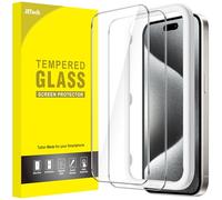 JETech Protector de Pantalla para iPhone 15 Pro 6,1 Pulgadas, Sin Burbujas, Cristal Vidrio Templado, con Marco de Instalación Fácil, Amigable para Funda, HD Transparente, 2 Unidades
