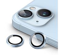 JETech Protector de Lente Cámara para iPhone 14 6,1 Pulgadas y iPhone 14 Plus 6,7 Pulgadas, Cristal Vidrio Templado 9H Individuo Metal, HD Transparente, 1 Juego (Azul)