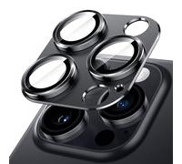 JETech Protector Lente Cámara para iPhone 14 Pro 6,1 Pulgadas y iPhone 14 Pro Max 6,7 Pulgadas, Cobertura Completa 9H Cristal Vidrio Templado Anillo, Placa Metal Mate, 1 Unidades (Negro espacial)