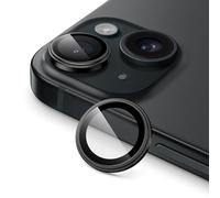 JETech Protector Lente Cámara para iPhone 15 6,1 Pulgadas y iPhone 15 Plus 6,7 Pulgadas, 1:1 Ajuste Invisible, Cristal Vidrio Templado 9H Individual Anillo Metal Cubierta, 1 Juego (Negro)