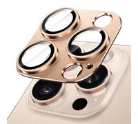 JETech Protector Lente Cámara para iPhone 16 Pro 6,3 Pulgadas y iPhone 16 Pro Max 6,9 Pulgadas, Cobertura Completa 9H Cristal Vidrio Templado Anillo, Placa Metal Mate, 1 Unidades (Titanio Desierto)
