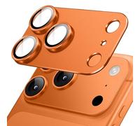 JETech Protector Lente Cámara para iPhone 17 Pro Max 6,9 Pulgadas, Cobertura Completa 9H Cristal Vidrio Templado Anillo, Placa Metal Mate, Amigable para Funda, 1 Unidad (Naranja)