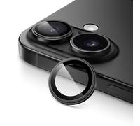 JETech Protector Lente Cámara para iPhone New 6,3 Pulgadas, 1:1 Ajuste Invisible, Cristal Vidrio Templado 9H Individual Metal Anillo Cubierta, Fácil Instalación, HD Claro, 1 Juego (Negro)