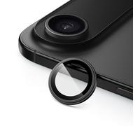 JETech Protector Lente Cámara para iPhone New Air 6,6 Pulgadas, 1:1 Ajuste Invisible, Cristal Vidrio Templado 9H Individual Metal Anillo Cubierta, Fácil Instalación, HD Claro, 1 Juego (Negro)