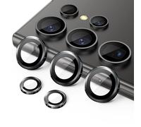 JETech Protector Lente Cámara para Samsung Galaxy S24 Ultra, Cristal Vidrio Templado 9H Anillo Individual Metal Cover, Bandeja de Fácil Instalación, HD Clara, 1 Juego (Negro Titanium)