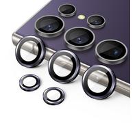 JETech Protector Lente Cámara para Samsung Galaxy S24 Ultra, Cristal Vidrio Templado 9H Anillo Individual Metal Cover, Bandeja de Fácil Instalación, HD Clara, 1 Juego (Violeta Titanium)