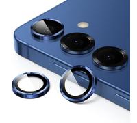 JETech Protector Lente Cámara para Samsung Galaxy S25 5G, Cristal Vidrio Templado 9H Anillo Individual Metal Cover, Bandeja de Fácil Instalación, HD Clara, 1 Juego (Azul Marino)