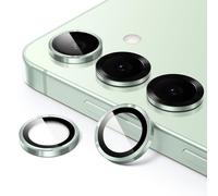 JETech Protector Lente Cámara para Samsung Galaxy S25 5G, Cristal Vidrio Templado 9H Anillo Individual Metal Cover, Bandeja de Fácil Instalación, HD Clara, 1 Juego (Menta)