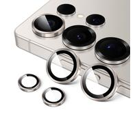 JETech Protector Lente Cámara para Samsung Galaxy S25 Ultra 5G, Cristal Vidrio Templado 9H Anillo Individual Metal Cover, Bandeja de Fácil Instalación, HD Clara, 1 Juego (Titanio Gris)