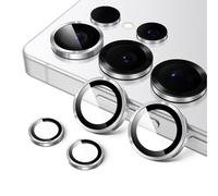 JETech Protector Lente Cámara para Samsung Galaxy S25 Ultra 5G, Cristal Vidrio Templado 9H Anillo Individual Metal Cover, Bandeja de Fácil Instalación, HD Clara, 1 Juego (Titanio Plata)