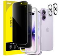 JETech Protector Pantalla de Privacidad para iPhone 17 6,3 Pulgadas con Protector de Lente Cámara, Antiespia Cristal Vidrio Templado, Marco de Instalación Fácil, 2 Paquetes Cada Uno