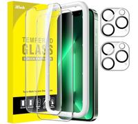 JETech Protector Pantalla para iPhone 13 Pro Max 6,7 Pulgadas y Protector Lente Cámara, Marco de Instalación Fácil, Cristal Vidrio Templado, 2 Paquetes Cada Uno