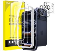 JETech Protector Pantalla para iPhone 17 Pro 6,3 Pulgadas con Protector Lente Cámara, Marco de Instalación Fácil, Cristal Vidrio Templado 9H Dureza, HD Clara, 2 Paquetes Cada Uno