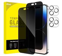 JETech Protector Pantalla Privacidad Cobertura Completo para iPhone 14 Pro 6,1 Pulgadas, con Protector Lente Cámara, Cristal Vidrio Templado Antiespia, 2 Paquetes Cada Uno