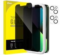 JETech Protector Pantalla Privacidad para iPhone 13 mini 5,4 Pulgadas, con Protector Lente Cámara, Anti Espía Cristal Vidrio Templado, Marco de Instalación, 2 Paquetes Cada Uno