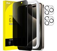 JETech Protector Pantalla Privacidad para iPhone 15 Pro Max, 2+2 Unidades
