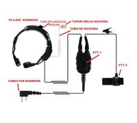 Jetfon Micro-auricular laringófono versión Kenwood 2 pin Micrófono y auricular de laringe con conexión Kenwood 2 pins, alta calidad de sonido y dos botones