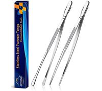 JETKONG 2 pinzas de cocina de 12 pulgadas, pinzas finas, pinzas de cocina extralargas de acero inoxidable (plata)
