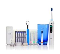 JETPIK Sistema 200 (Ultra) 3 en 1: hilo dental eléctrico con impulso - irrigador bucal y cepillo de dientes sónico en una pieza de mano - para limpiar los espacios interdentales recargable con kit de