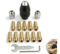 Jetstream 15 Piezas Portabrocas, Accesorios para Herramienta Rotativa, compatible con Dremel, Portabrocas Rápidos de 1/32" a 1/8" 4486, Equipado Con Portabrocas de Latón 4485