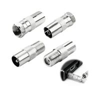 Jetstream 4 Pieza Conector de Antena de Satélite, Adaptador de Antena de TV F Macho a Hembra, Compatible con Cables de Satélite y Divisor de Antena de Televisión Digital