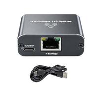 Jetstream Divisor de Red LAN 1 a 2 1000Mbps, Splitter de LAN sin PoE, Ideal para Routers Ordenadores Decodificadores TV Digitales