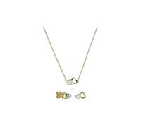 JETTE Juego de collar y pendientes de doble corazón, oro amarillo