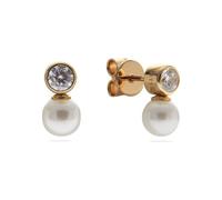 JETTE Pendientes de mujer de plata 925 reciclada con 2 perlas 32030841, One Size, Plata de ley, Sin piedra preciosa