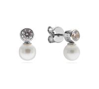 JETTE Pendientes de mujer de plata 925 reciclada con 2 perlas 32030841, One Size, Plata de ley, Sin piedra preciosa