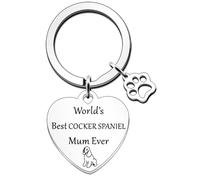 JETTOP Cocker Spaniel World's Best Mum Gifts Dog Mum Cocker Spaniel - Llavero divertido para cumpleaños, Navidad, Cocker Spaniel, plata, talla única