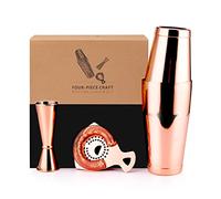 Jettory Juego de coctelera, Kit de cóctel de Acero Inoxidable de 3 Piezas, con coctelera Boston de 18/28 oz, colador de Barra y dosificador de cóctel, en una Elegante Caja de Regalo.