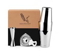 Jettory Juego de coctelera, Kit de cóctel de Acero Inoxidable de 3 Piezas, con coctelera Boston de 18/28 oz, colador de Barra y dosificador de cóctel, en una Elegante Caja de Regalo.
