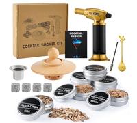 Jettory Set de ahumador de cócteles - Juego de 6 tipos de madera y linterna - Generador de humo para cócteles y whisky - Sin butano (se vende por separado)