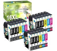 Jettruemedia 16XL Cartuchos de Tinta para 16 XL con Workforce WF-2510 WF-2010 WF-2750 WF-2760 WF-2630 WF-2660 WF-2650 WF-2540 WF-2530 WF-2520 WF2510 WF2630 WF2010 WF252 0 WF2660 WF2750