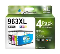 Jettruemedia 963XL Cartuchos de Tinta Compatibles 963 XL para OfficeJet Pro 9010 9012 9013 9014 9015 9020 9022 9025 9016 9018 9019 (Paquete de 4)