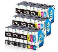 Jettruemedia Cartucho de Tinta 27XL para 27 XL para Impresora Workforce WF-3620 WF-3640 WF-7610 WF-7620 WF-7110 WF-7715 WF-7710 WF-7210 (9 Negro 3 Cian 3 Magenta 3 Amarillo)
