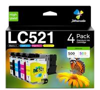 Jettruemedia LC521 LC521VAL Cartuchos de Impresora Compatibles con Brother LC 521 Multipack de Cartuchos para Brother DCP-J1310DW DCP-J1360DW DCP-J1460DW DCP-J1313DW DCP-J1260W (Paquete de 4)