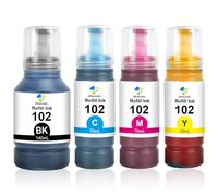 Jettruemedia Tinta 102 Multipack Compatible con Epson EcoTank ET-2850 ET-3850 ET-4850 ET-2700 ET-2856 ET-2750 ET-2751 ET-2756 ET-3700 ET-3750 ET-4750 ET -2851 ET-4856 ET-15000 (Negro, C, M, Amarillo)