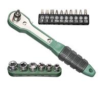 Jeu De Mini Cliquets - 17 Pièces Avec Poignée Ergonomique Antidérapante | Kit De Clé Portable Bidirectionnelle | Outil À Main Professionnel Hvac, Équipement De Réparation D'entretien Automobile Et Aér