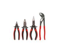Jeu De Pinces Ks Tools Ergotorque 4 Pièces, Acier Spécial, Finition Chrome Mat, Poignées Bi-matière Rouge Et Noire