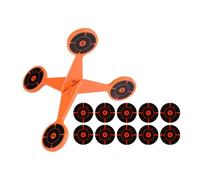 Jeu Rotative de Tir - Acier 9.5cm Système de Réinitialisation Rapide | 10 Feuilles Cibles Incluses Entraîneur de Précision Tir Airsoft Loisirs Jardin Entraînement Exté-
