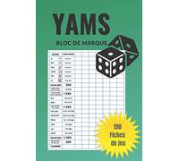 Jeu Yams : Carnet de scores: 198 Feuilles de Scores | Yams Grille de score | yahtzee bloc de marque.: Jeu Yams : Carnet de scores