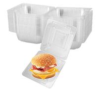 JEUIHAU 100 cajas transparentes para rebanadas de pasteles, recipientes individuales para rebanadas de pastel con tapa, sándwich, hamburguesas y ensalada