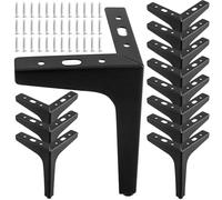 JEUIHAU 12 patas de hierro de 17 cm, patas de metal negro para muebles, patas de sofá triangulares para mesa de café, sofá, armario