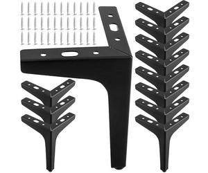 JEUIHAU 12 patas de hierro de 17 cm, patas de metal negro para muebles, patas de sofá triangulares para mesa de café, sofá, armario