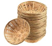 JEUIHAU 12 piezas Cesta de pan de bambú, Cesta de mimbre redonda Cesta de bambú natural de mimbre para pan, fruta y almacenamiento de aperitivos