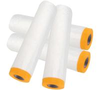 JEUIHAU 4 rollos de 20 m de rollo de lámina de plástico autoadhesivo, rollo de película de enmascaramiento con cinta naranja, película a prueba de polvo para pintura, muebles, decoración, gabinetes